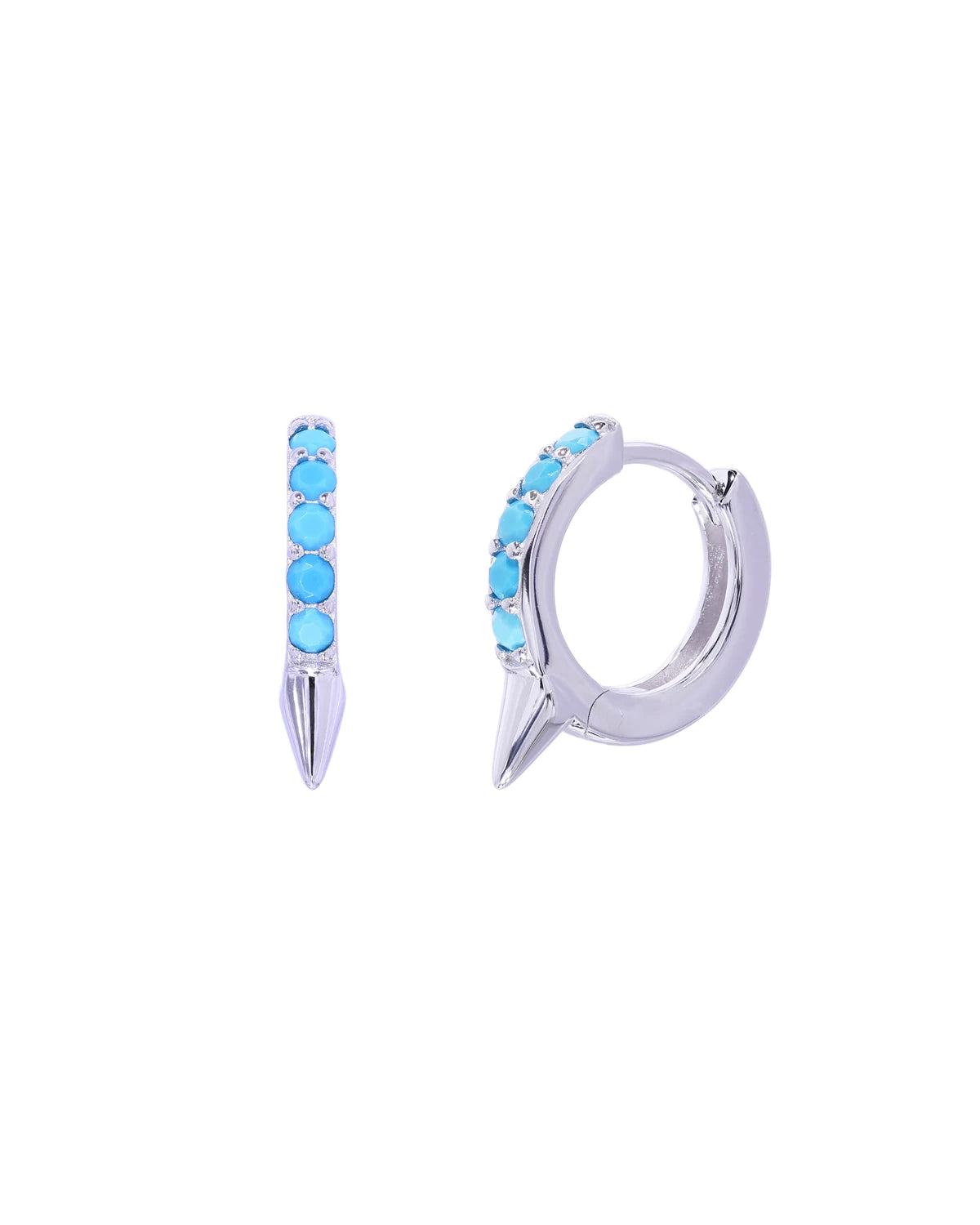Ace Spike Turquoise Silver Huggies