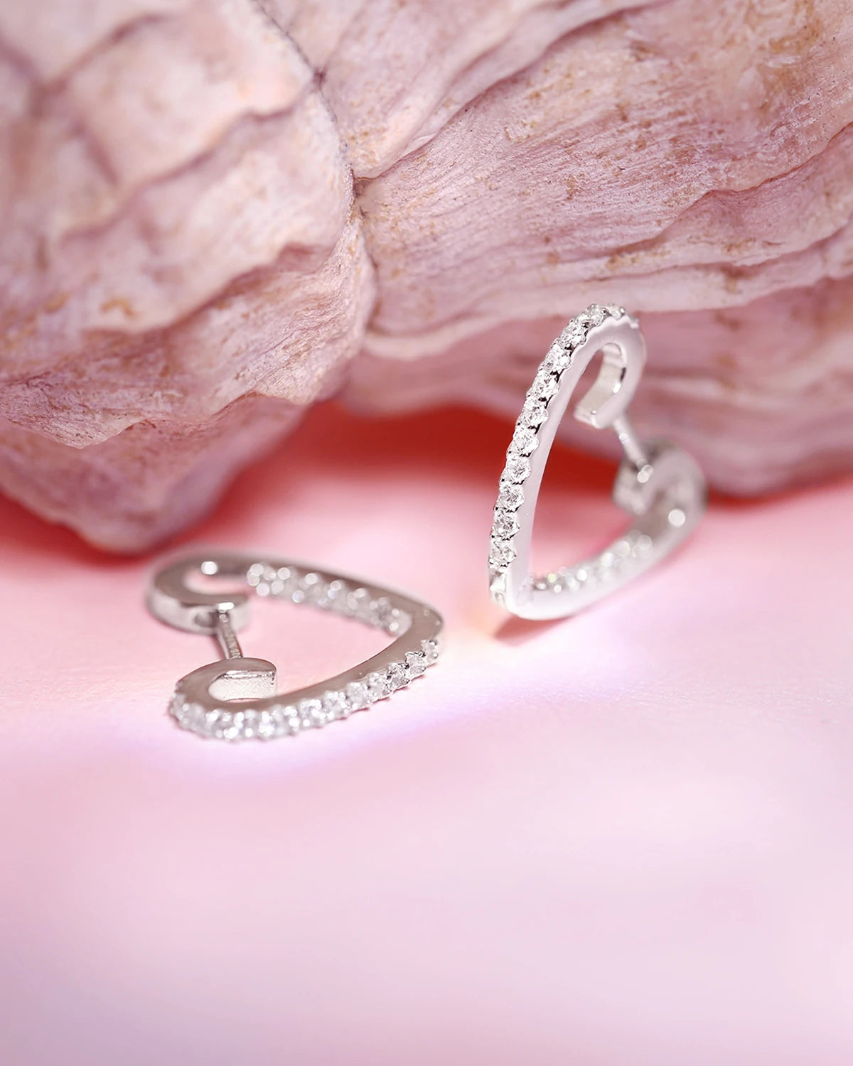 Clara Heart Silver Huggies