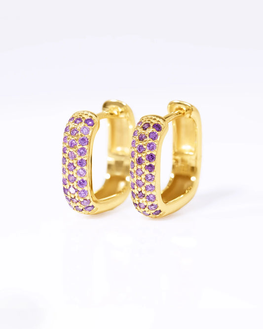 Diana Pave CZ Diamonds Square Huggies