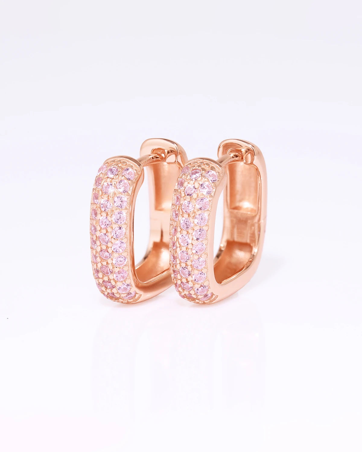 Diana Pave CZ Diamonds Square Huggies