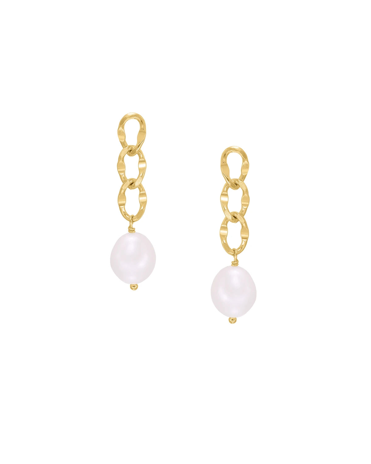 Ella Glamorous Fresh Water Pearl Cuban Link Chain Earrings