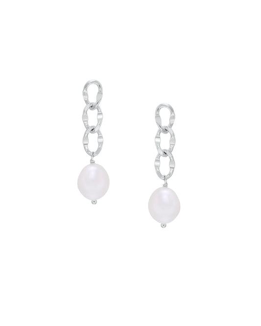 Ella Glamorous Fresh Water Pearl Cuban Link Chain Earrings