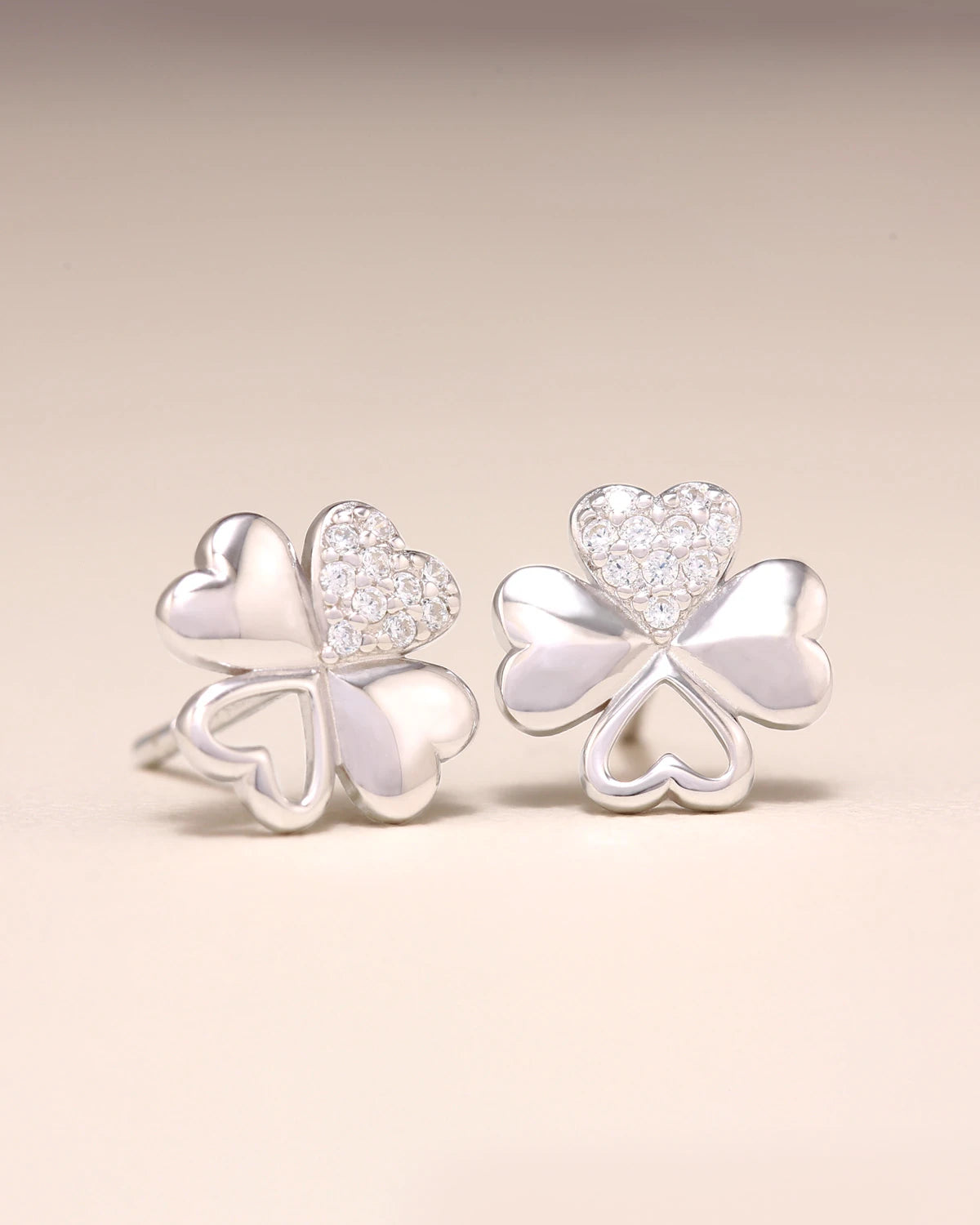 Felicity Clover Sparkling Silver Studs