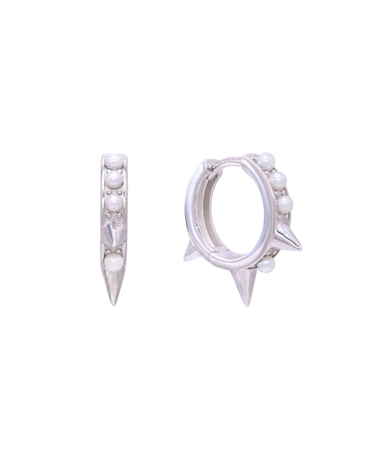 Margaret Spikes Petite Shell Pearls Huggies