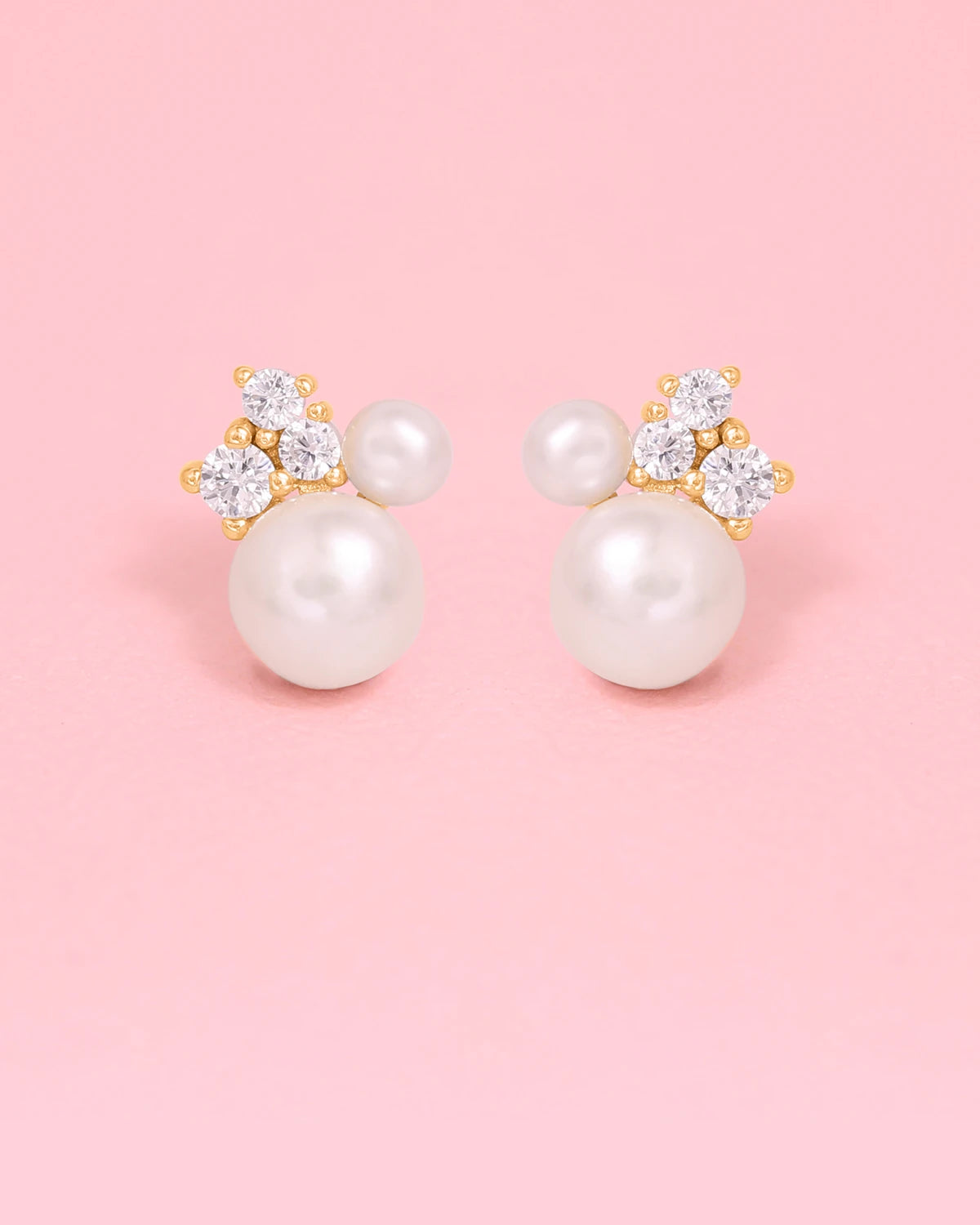 Margot Fresh Water Pearl & Diamond CZ Ear Studs