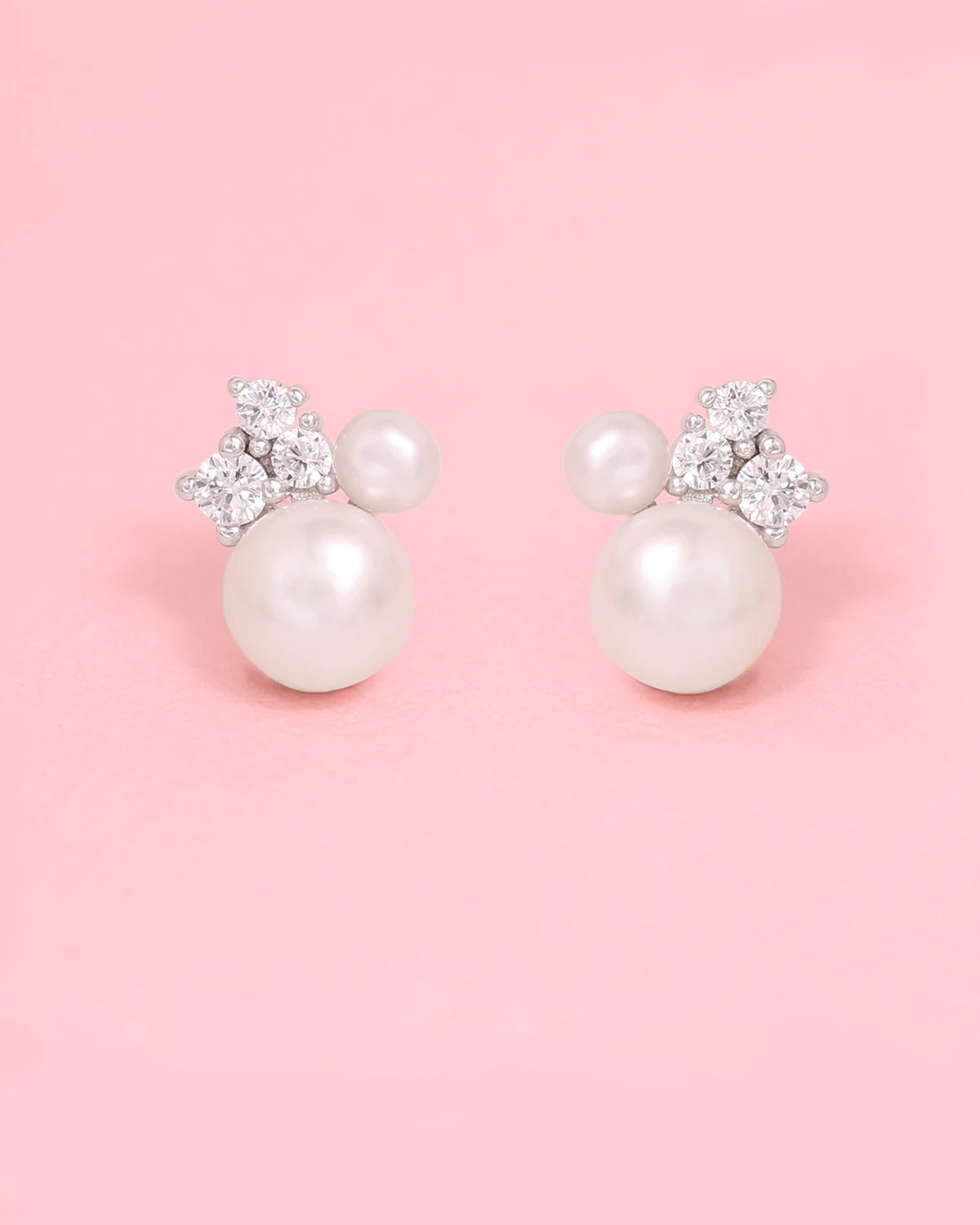 Margot Fresh Water Pearl & Diamond CZ Ear Studs