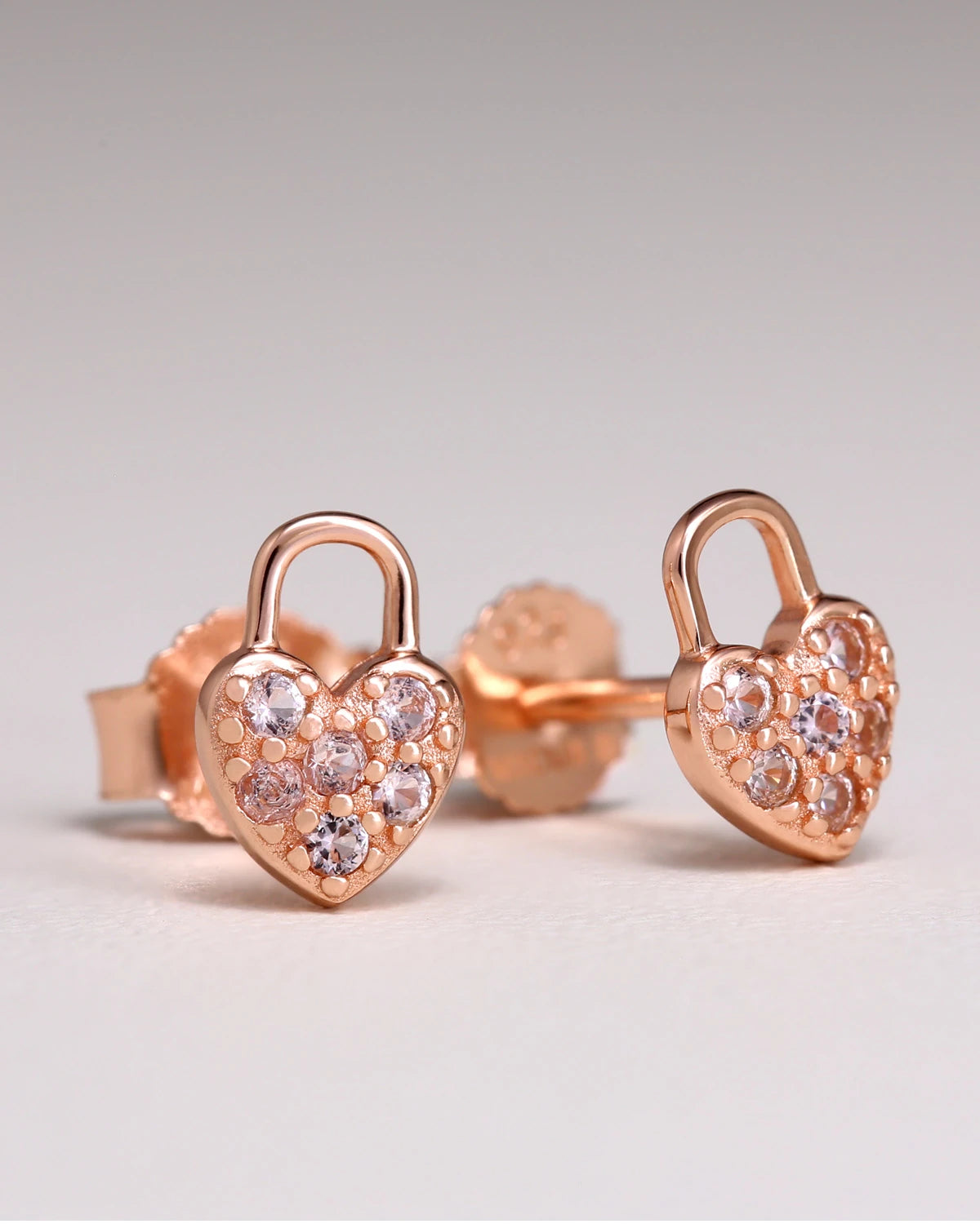 Aurélie Heart Lock CZ Diamond Ear Studs