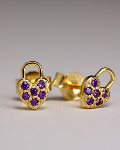 Aurélie Heart Lock CZ Diamond Ear Studs