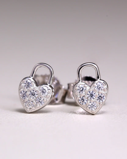 Aurélie Heart Lock CZ Diamond Ear Studs