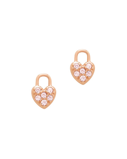 Aurélie Heart Lock CZ Diamond Ear Studs