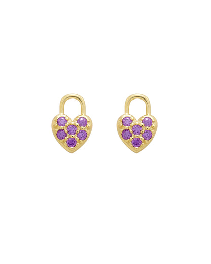 Aurélie Heart Lock CZ Diamond Ear Studs