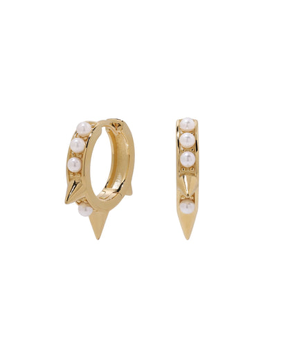 Margaret Spikes Petite Shell Pearls Huggies