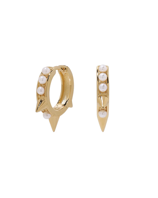 Margaret Spikes Petite Shell Pearls Huggies