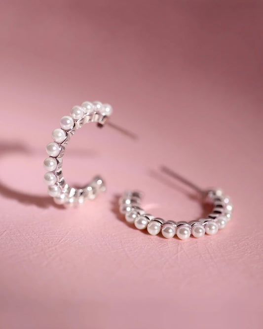 Rita Petite Shell Pearls Hoop Earring