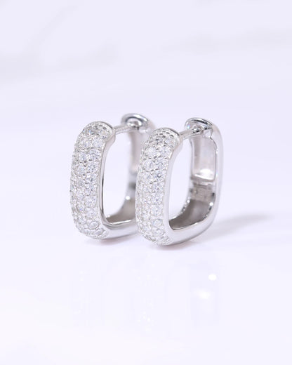 Diana Pave CZ Diamonds Square Huggies