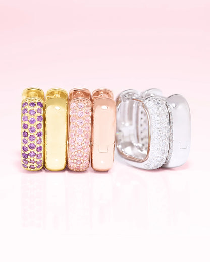 Diana Pave CZ Diamonds Square Huggies